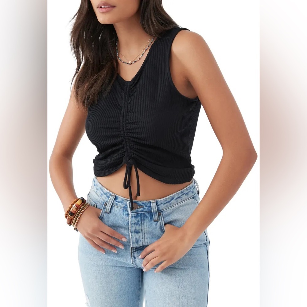 O’Neill Martina v-neck ribbed crop tank black small
